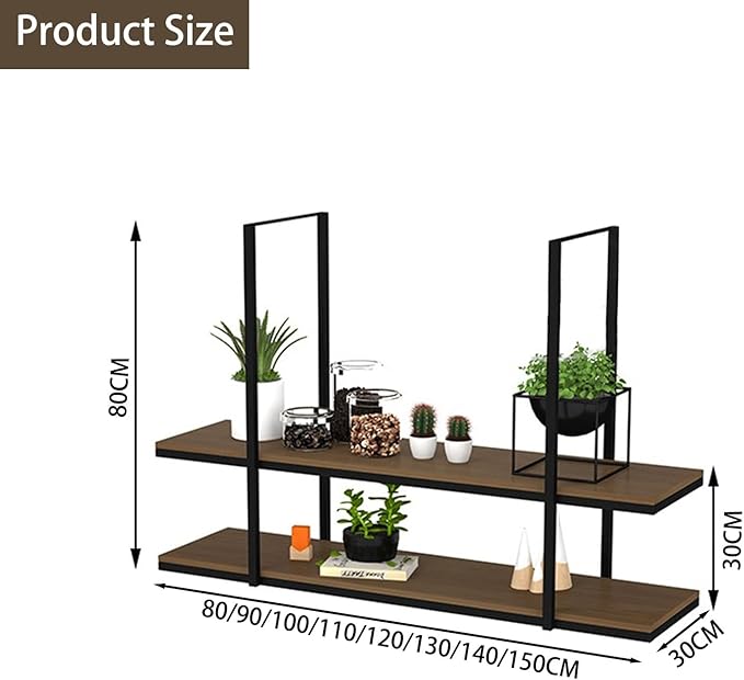 2-Tier Hanging Plant Shelf, Ceiling-Mounted Storage Rack for Kitchen & Home, Floating Flower Pot Stand & Wine Holder, Decorative Organizer (90x30x80cm)