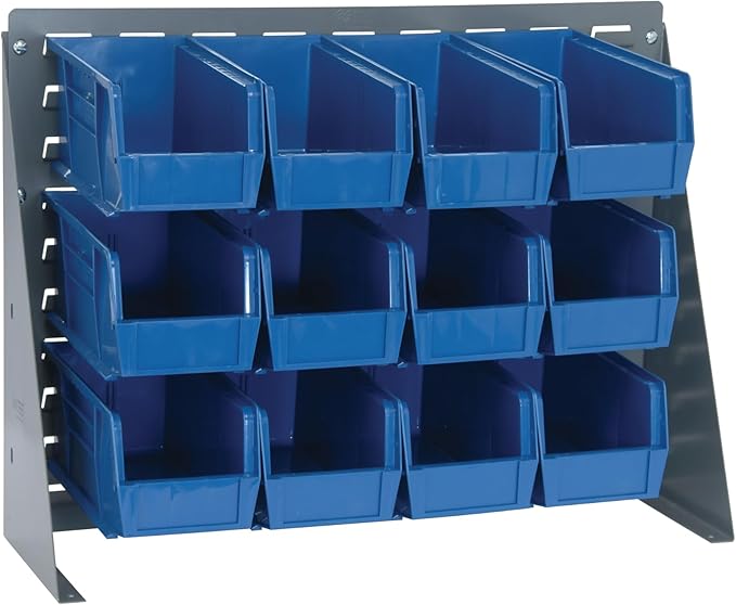 Quantum Storage Systems QBR-2721-230-12BL Ultra Bin Complete Bench Rack Package with 12 Ultra Bins, 27" x 8" x 21" , Blue