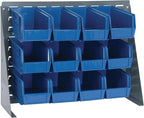 Quantum Storage Systems QBR-2721-230-12BL Ultra Bin Complete Bench Rack Package with 12 Ultra Bins, 27" x 8" x 21" , Blue