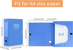 HUA JIE A4 Storage File Boxes Plastic Archives Cases with Lid, File Folder Organizer Document Filing Box for office,31×7.5×23.5 cm, Blue(Pack of 4)