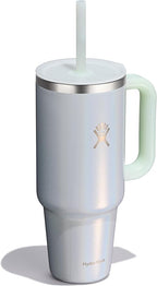 Hydro Flask Travel Tumbler with Handle, Lid and Straw - Insulated Stainless Steel in 40 Oz Glimmer Blue