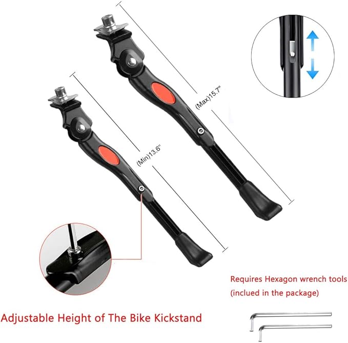 Bike Kickstand Aluminum Adjustable Bicycle Cycling Center Bracket Stand for Bike 24" 26" 27.5" 29"