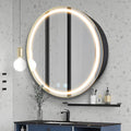 30 inch Round Medicine Cabinet with Lights,Led Medicine Cabinet with Defogger,Illuminated Mirror Cabinet for Bathroom,Dimmable,Defogger,3 Color Temperature 3000k-6500k Black