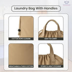 LFH Home Large Premium Cotton Canvas Laundry Bag with Drawstring and Handles Heavy Duty, Multi-Use, and Washable for Home, Travel, College or Storage 20x30 (Pack of 4)-Beige
