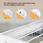 Drying Rack Clothing,Clothes Drying Rack Wall Mounted,Laundry Drying Rack Wall Mount,Foldable,Collapsible,60 lb Capacity 5 Aluminium Poles with 6 Hooks,Space Saving Clothes Drying Rack,White 40"