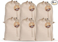 LFH Home 100% Cotton Canvas Extra Large Laundry Bag with Drawstring and Handles Heavy Duty, Multi-Use, and Washable for Home, Travel, College or Storage 24x36 (Pack of 6)-Natural