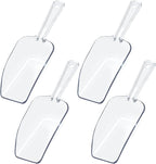 4Pcs Clear Plastic Ice Scoop for Freezer, Mini Candy Popcorn Scoops for Buffet Food Dry Goods, Flour Scoops for Canisters, 7.5 In (Clear)