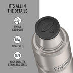 THERMOS Stainless King Vacuum-Insulated Compact Bottle, 16 Ounce, Matte Steel