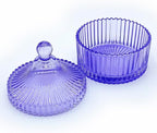 Colorful Glass Jar With Lid,Powder Puff Container,Jewelry Box,Candy Cookie Jars,Decorative Jar(Purple)