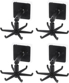 Cabilock 4pcs Rotatable Multi-Purpose Kitchen Utensil Hooks, 360° Folding No-Trace Adhesive Hooks, Black Hanging Soup Ladle and Spatula Storage Holder for Kitchen Organization