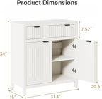 FLOWBACK Fluted Buffet Cabinet with Storage,34" Tall Kitchen Sideboard Cabinet Modern Credenza with Fluted Doors & Shelves Farmhouse Coffee Bar Media Console Accent Cabinets for Living Room, Entryway