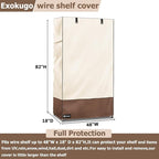 Wire Shelf Cover,600D Heavy Duty 100% Waterproof Shelf Covers for Wire Shelving,Outdoor Storage Shelves Cover for Metal Rack,48" W x 18" D x 82" H,Beige & Brown