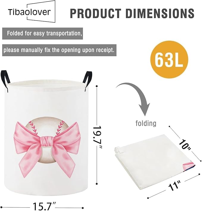 Baby Laundry Basket Baby Nursery Hamper Kids Laundry Basket Toy Storage Bin for Boys Room Decor Gift Baskets for Bedroom Bathroom(Bowknot Baseball)