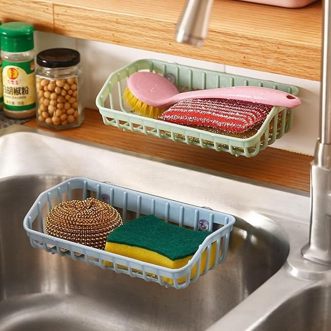 Pink Multifunctional Drain Rack,Hanging Storage Rack Drain Rack Sink Shelf Suction Cup Dishwashing Soap Sponge Holder for Kitchen Accessories Racks and Holders