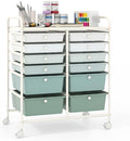Giantex 12 Drawers Rolling Storage Cart, Classroom Organizers with Wheels for Tools Scrapbook Craft Paper Teacher Office School Supplies, Green Gradient