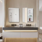 Bathroom Medicine Cabinet with Beveled Edge Mirrored Door 16 x 36 inch, Recessed or Surface Mount, with Adjustable Glass Shelves