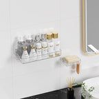 Sotfamily Clear Shower Caddy, Acrylic Wall Mounted Shower Shelves with Soap Dish & Adhesive Pads for Bathroom Organizers and Storage, No Drill Shower Caddies for Bathroom Decor
