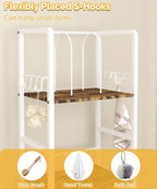 Free Standing Towel Racks for Bathroom with U-Shaped Detachable Dividers, 3-Tier Floor Towels Holder Stand with Shelf & 8 S-Hooks, Metal Pool Towel Storage Organizer for Home, Poolside, White