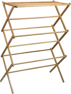 Collapsible Bamboo Drying Rack – Foldable Laundry Drying Stand for Indoor/Outdoor Use – Space-Saving Clothes Rack for Towels, Blankets & Delicates