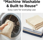 100% Reusable Cotton Produce & Bread Storage Bags, Pack of 6 (2 L, 2 M, 2 S), Breathable Muslin, Vegetable, Fruit Bags with Drawstring | Eco-Friendly Fridge & Kitchen Storage | Reusable, Eco-Friendly | Pure Cotton Material, Breathable Material, Reusabl...
