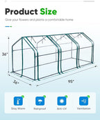 Quictent Mini Greenhouse, Portable Quick-Setup Small Tabletop Waterproof UV Protected PVC Cover Shelter for Outdoors/Indoors W/ Raised Base for Garden Plant Seed Starting, 8 Stake, 95"x36"x36", Clear