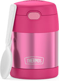 THERMOS FUNTAINER Insulated Food Jar, 10 Ounce, Kid Friendly Food Jar with Foldable Spoon, Pink