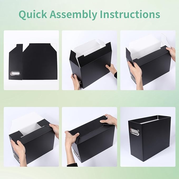 Collapsible File Organizer Box with Handle,12.20x5.11x9.84Inches, Filing Organizer for Home or Office, Small Portable File Box(1 Pack, Black)