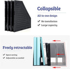 SAYEEC Collapsible Magazine File Holder with 4 Compartment Plastic Binder Folder for Desk Hollow Documents Foldable Organizer Desktop Files Cabinet Shelf Frames Divider Rack Display and Storage