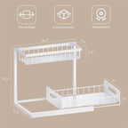 VUSIGN 2 Pack Under Sink Organizer and Storage, 2 Tier Under Cabinet Organizer for Bathroom Kitchen with Pull Out Storage Shelf Drawer, White