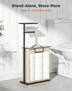 Freestanding Toilet Paper Holder Stand with Shelf for Up to 12 Rolls,Rustproof Metal Bathroom Toilet Paper Storage with Lid, All-in-One Toilet Tissue Roll Dispenser and Organizer,Beige