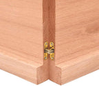 vidaXL Bathroom Countertop in Light Brown Solid Oak Wood with Varnish Finish - 47.2"x23.6"x(0.8"-1.6") Size