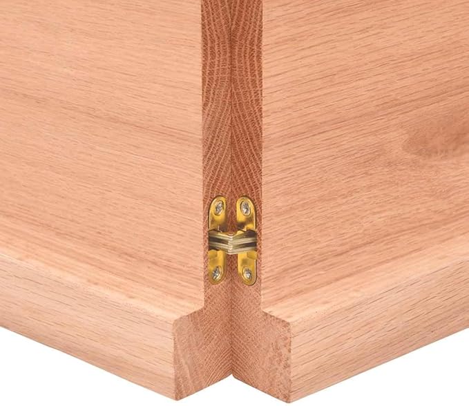 vidaXL Bathroom Countertop in Light Brown Solid Oak Wood with Varnish Finish - 47.2"x23.6"x(0.8"-1.6") Size