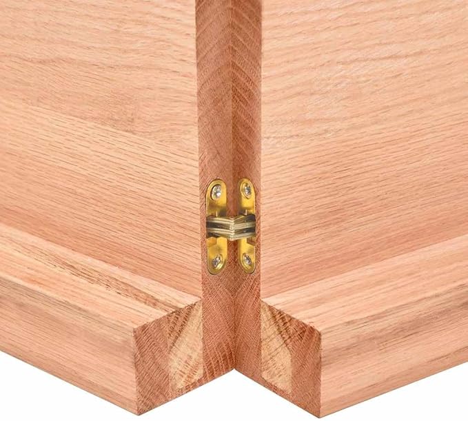 vidaXL Handmade Bathroom Countertop in Treated Solid Oak with Live Edge - Versatile Use as Vanity/Desk/Table Top - Ready-to-use Light Brown Finish, 55.1"x23.6"x(0.8"-2.4")