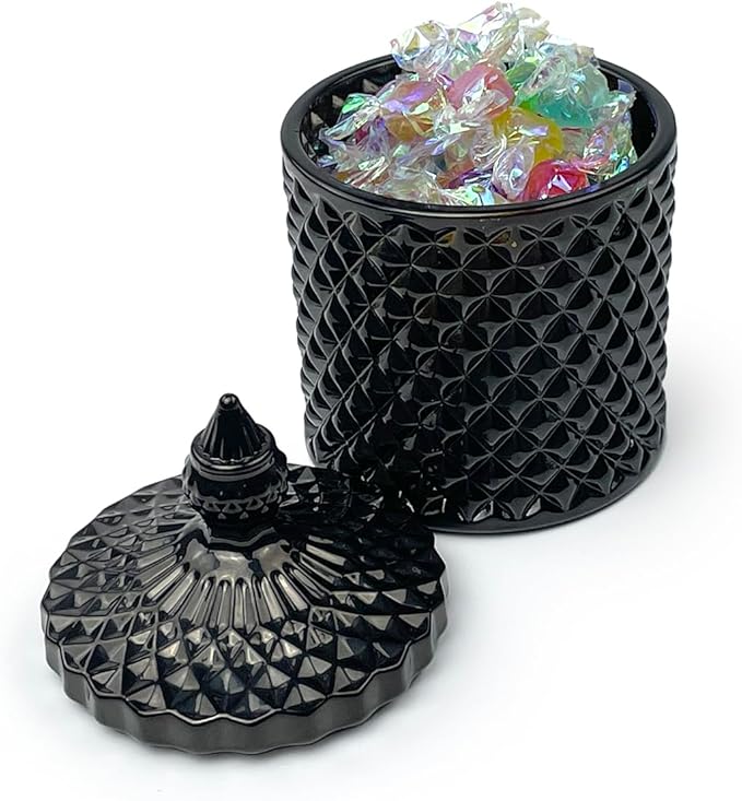 Colorful Glass Jar With Lid,Candy Cookie Jars,Jewelry Box,Buffet Biscuit Containers Food Storage,Decorative Jar,Gothic Decor(Black)