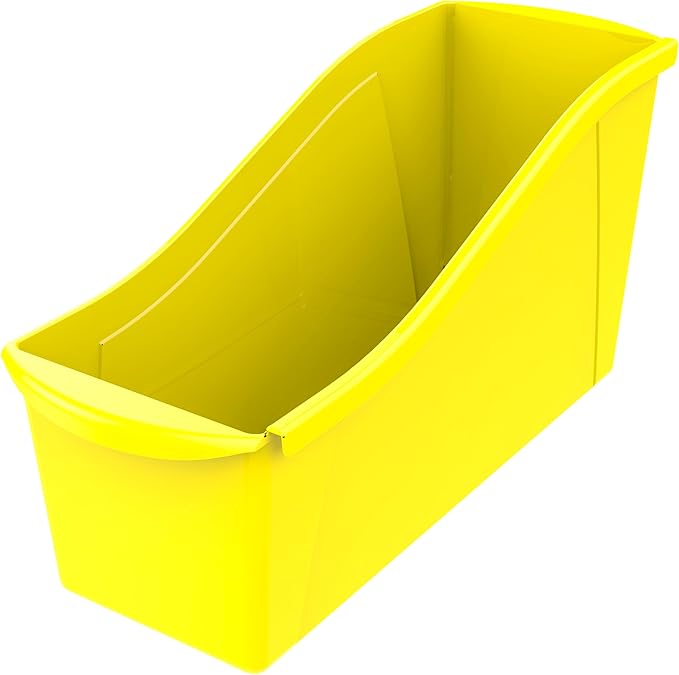 Storex Large Book Bin, 14.3 x 5.3 x 7 Inches, Yellow, Case of 6 (71119U06C)