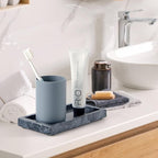 Natural Small Marble Vanity Tray, Luxury Stone Organizer for Bathroom & Kitchen | Holds Soap Dispenser, Jewelry, Perfume | Non-Resin, Non-Ceramic Décor (Black, Mini (7.9" x 4.3" x 0.78"))