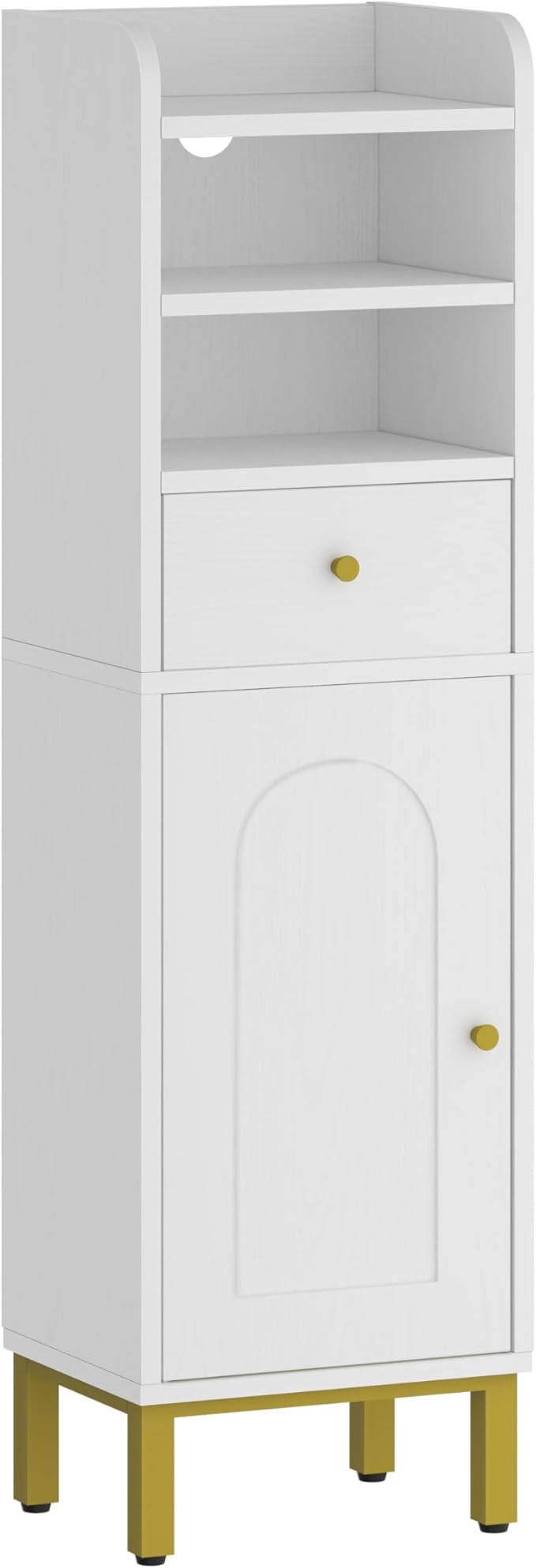Bathroom Storage Cabinet, Corner Floor Cabinet with Drawers and Doors, Narrow Toilet Paper Holder, Bathroom Organizer with Adjustable Shelf, for Small Spaces, White BC29813GV1