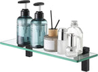 KES 16 Inch Glass Shelf for Bathroom Wall Mounted, 8mm Tempered Glass Wall Shelf Matte Black, BGS3201S40-BK