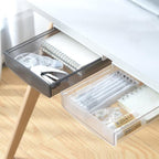 OSPNIEEK Self-adhesive Under Desk Drawer Organizer, 2 Pack Table Hidden Slide Out Large Storage Mounted Desktop Pencil Holder Tray Drawers for Office Home School Stationery Kitchen (Large, Black)