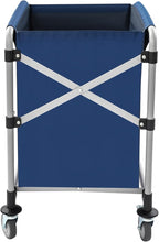 Commercial Laundry Cart with Wheels 220LBS Load Laundry Basket Foldable Laundry Cart with Removable Bag Rolling Laundry Sorter for Home, Hotel, Hospital (Blue)