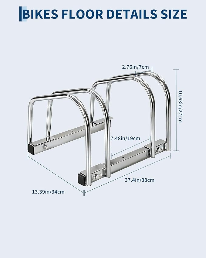 Bike Floor Stand, Freestanding Bike Parking Rack for Garage, Heavy Duty Bicycle Storage Organizer Fit 22-28" Wheels & 2.2" Tire Width,Indoor Outdoor Bike Storage Stand for Home, Apartment, Bike Shop