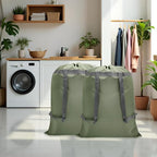 2 Pack Laundry Bag Backpack, 27” x 34”Sturdy Laundry Bag with Shoulder Straps Drawstring Closure Heavy Duty Foldable Laundry Backpack for College, Travel, Laundromat, Apartment (Army Green)