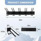 Ski Rack Wall Mount - Ski Holders for Wall Heavy Duty 10 Pairs of Snowboard Storage Indoor Holds Up to 300lbs for Garage Organization Home Shed