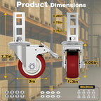 Storage Rack Caster Wheels 3" Heavy Duty Locking Caster Wheels Fit for Boltless Self Locking Shelving Racks 500LBS High Load Capacity (4 Pack)