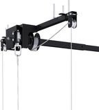 Hanging Garage Ceiling Storage Racks, Adjustable Overhead Garage Storage Lift, Mounted 4×4 FT Heavy-Duty Steel Platform for High Ceilings 10–12 FT, Supports 250 lbs for Everyday Use