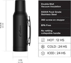 Vacuum Insulated Thermo 34oz, Stainless Steel Coffee Bottle for Hot & Cold Drinks, Leak Proof Travel Thermos Flask with Cup Lid, Tea Bottle for Home, Office & Camping
