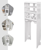 4 Tier Toilet Cabinet Floorstanding Over The Toilet Storage Cabinet Bathroom Storage Organizer Shelf for Home Bathroom,18.9 * 9.06 * 59.06in,White (Type A)