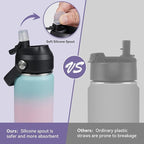 24oz Insulated Stainless Steel Water Bottle, Wide Mouth Double Wall Vacuum, Silicone Straw, Sweat & Leak Proof, BPA Free Insulated Water Flask for Travel, Keep Cold 24h Hot 12h, Pink