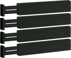 Bambüsi 4 Pack Drawer Dividers - 2.6" High, 16-22" Adjustable Drawer Bamboo Organizers for Clothes, Expandable Dresser Separators in Bedroom/Bathroom/Kitchen/Office Organization and Storage (Black)