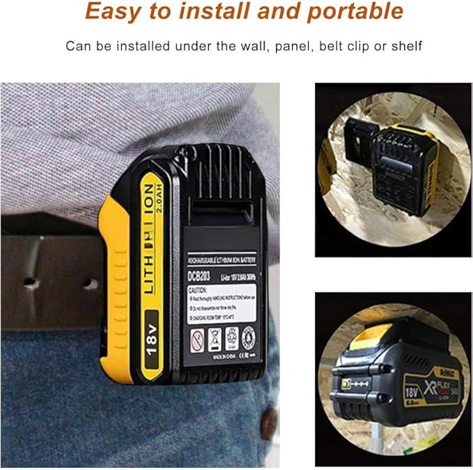5 Pack Battery Holder 5pc tool holder for Dewalt 20V 60V, Wall Mount Cordless Tool Hanger Organizer Storage Shelf with Screws